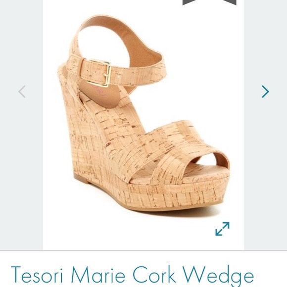 Tesori 'Marie Wedge' Real Cork Sandal - 7.5