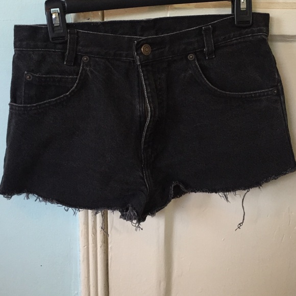 Black high waisted denim shorts