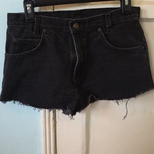 Black high waisted denim shorts