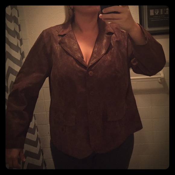 LANE BRYANT BROWN LEATHER JACKET - Picture 1 of 3