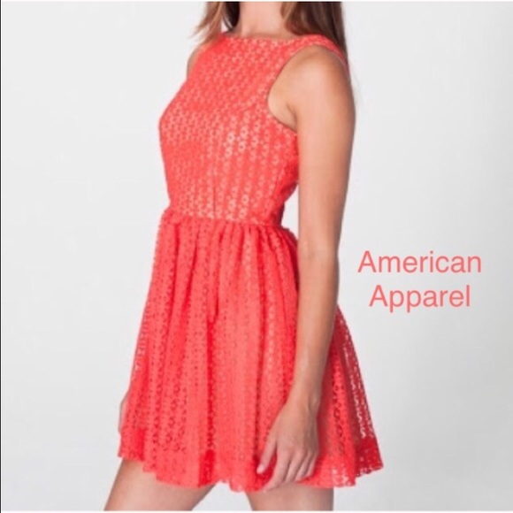 American Apparel Coral Lace Sun Dress