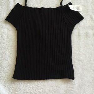 Black off the shoulder crop top