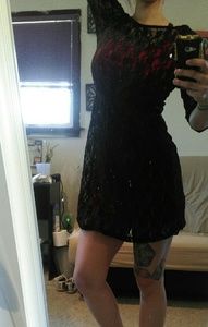 Black and red floral laced dress