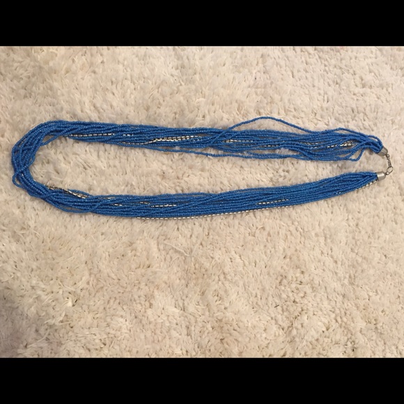 Blue, long necklace.