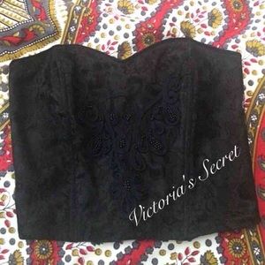 Black Lace Sweetheart Beaded Bustier (VS)