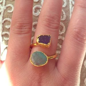 Druzy & Stone wrap ring