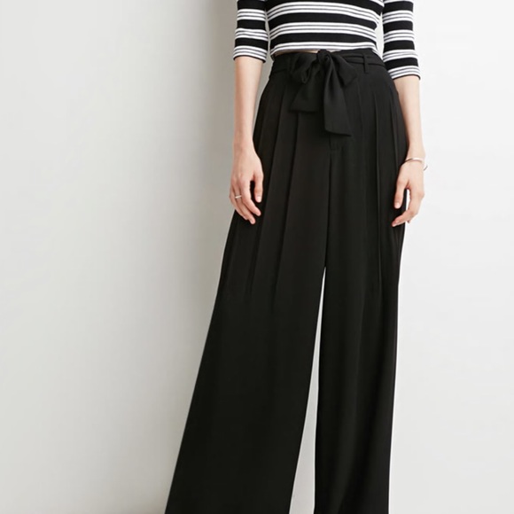 Belted Wide-Leg Pants