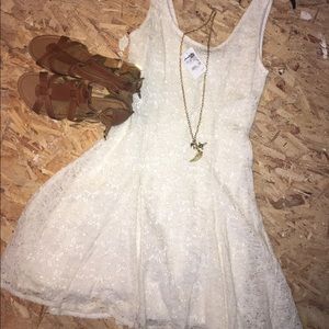 White lace mini dress!!