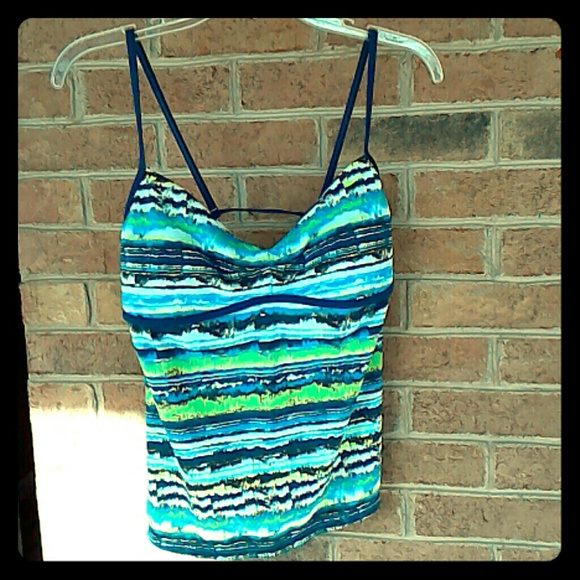 NWT Nike Blue/Green/White Swimsuit Top