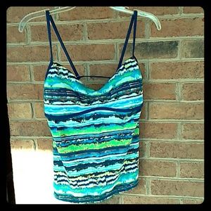NWT Nike Blue/Green/White Swimsuit Top