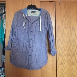 Button on light jacket