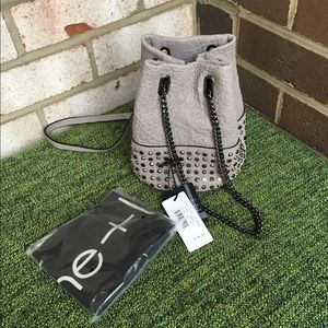 She+lol studded genuine leather bucket bag NWT