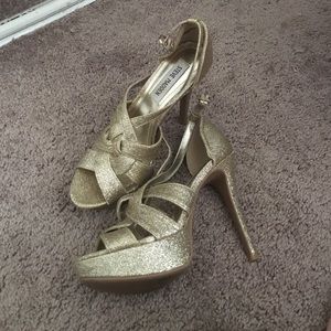 Gold Glitter Steve Madden Strappy Heels