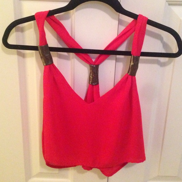 Small Bebe Bright Red Crop Top