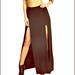 Black two slit maxi skirt from Foreign Exchange