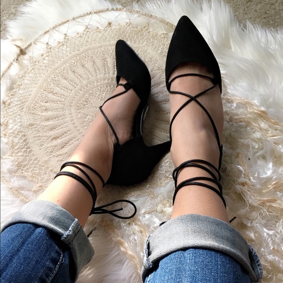 Charlotte Russe Shoes - 🎉HP🎉 Black lace up pointed toe pumps