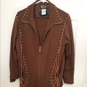 Russet brown Pant suit and jacket combo.