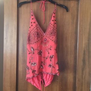 Silk ands beaded halter