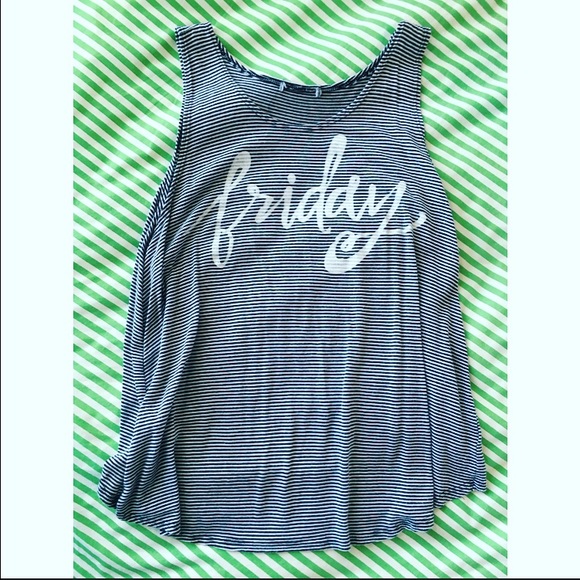 "Friday" black and white striped tank