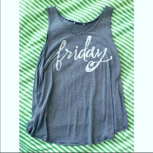 "Friday" black and white striped tank