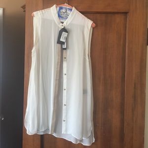 Sheer silk and lambskin sleepless top