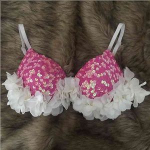 SEQUIN/FLOWER Rave bra & headband