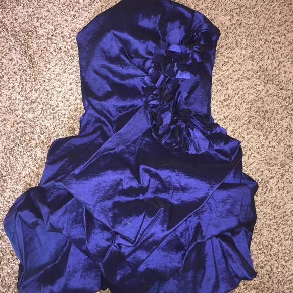 Blue satin bubble dress