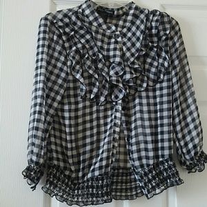 Checkered Shirt with Ruffles