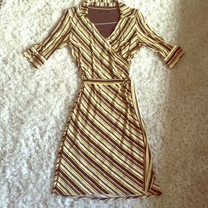 LAUNDRY Striped Jersey Wrap Dress