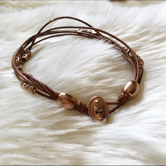FOSSIL • Rose Gold | Leather Multi-Strand Bracelet - Picture 2 of 4