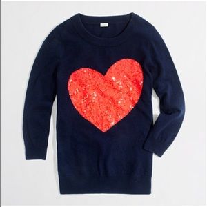 J. Crew Factory sequin heart intarsia sweater