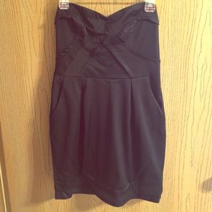 Black strapless bebe dress