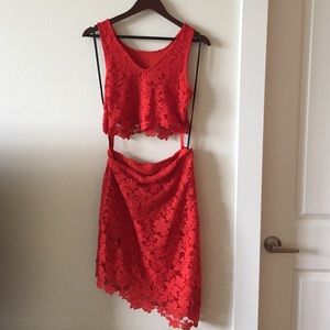 Two Piece Coral/orange dress set