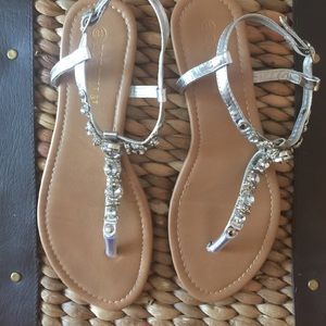 Silver jeweled sandals