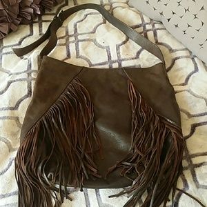 Genuine Leather fringe shoulder bag