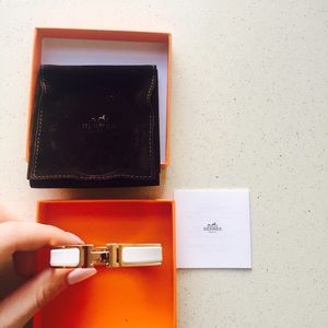 Hermès Clic Bracelet in White & Rose Gold
