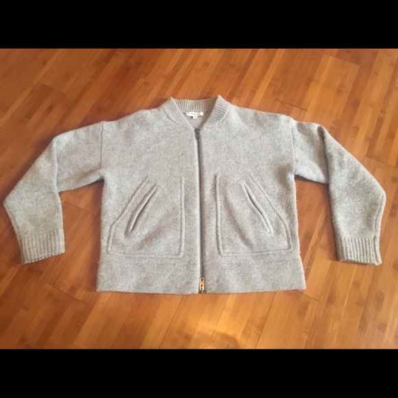 Madewell zipper down sweater jacket lambswool XS