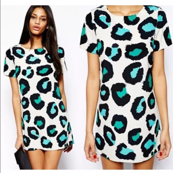 🎉WeekendSALE green Turquoise leopard summer dress - Picture 2 of 3