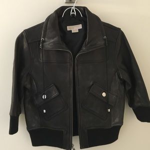 Michael Kors Distressed Faux Leather Bomber