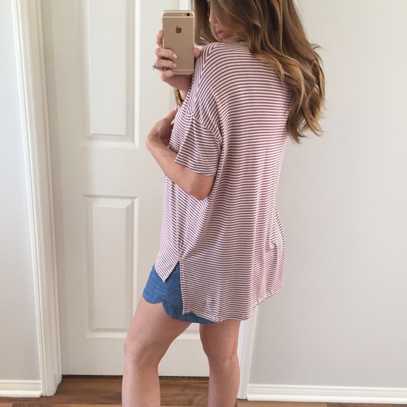 SOLD OUT • Plum Striped Loose Top - Picture 4 of 4