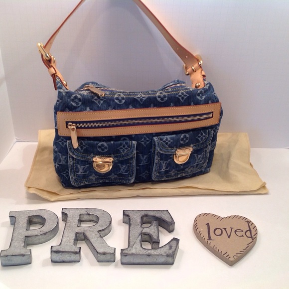.Louis Vuitton denim limited baggy handbag