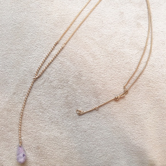 💗Long Necklace with Purple Stone💗