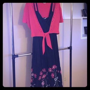 Dress with matching shrug sweater