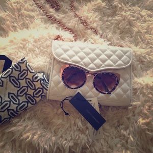 Rebecca Minkoff Quilted Mini Affair-White/Rose G