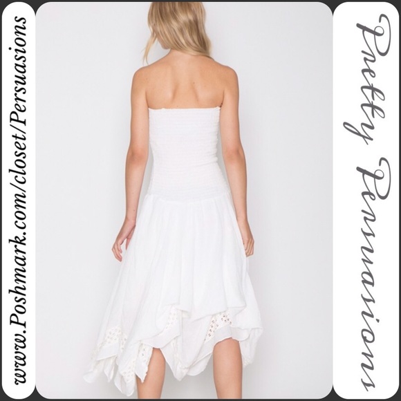 SOLD OUT 🌻NWT White Crochet Tiered Hem Midi Dress - Picture 4 of 4