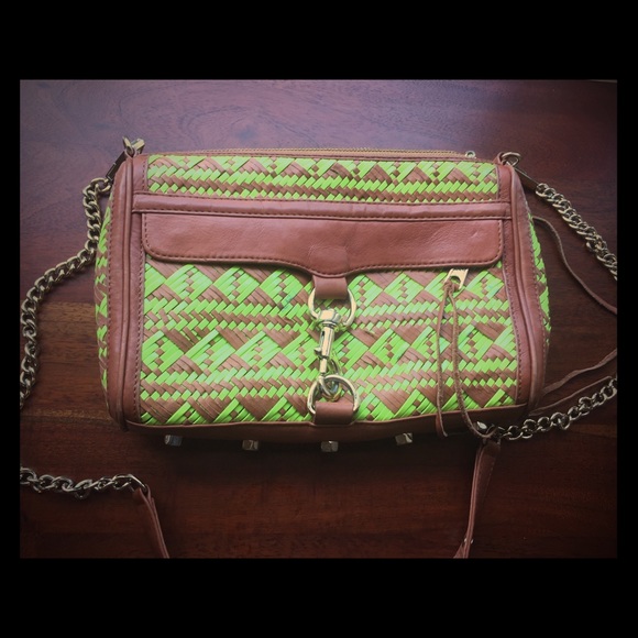 Rebecca Minkoff Yellow & Tan Woven Mac Crossbody