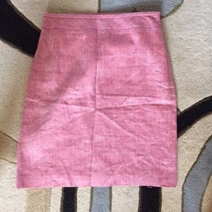 LOFT Red Linen Pencil Skirt