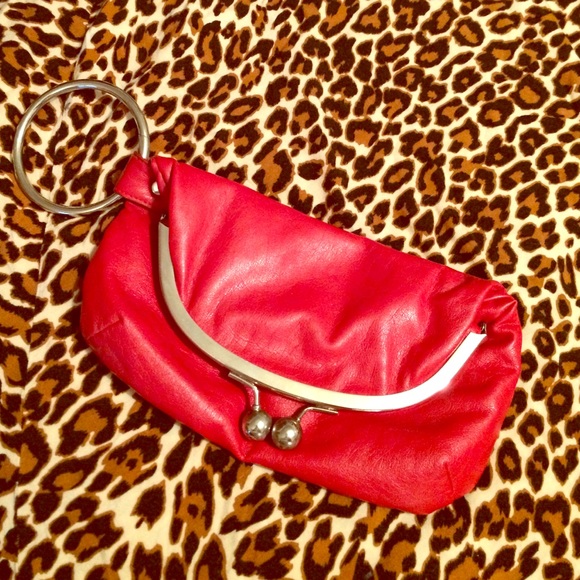 Faux leather clutch w/ ring