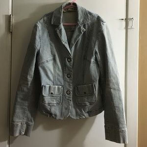Express blue and white stripe jean jacket. Size SM