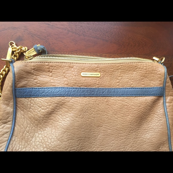 Tan & Light Blue Rebecca Minkoff Mac Crossbody - Picture 2 of 3